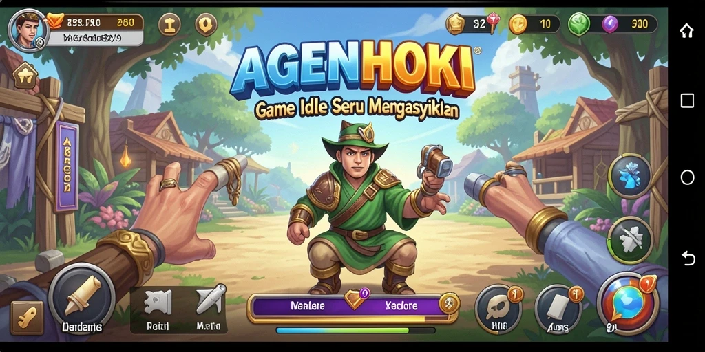 Screenshot AGENHOKI menampilkan gameplay santai dan interaksi antar karakter.