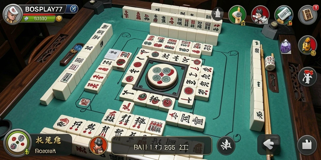 Tangkapan layar gameplay BOSPLAY77 yang menunjukkan keseruan permainan Mahjong.