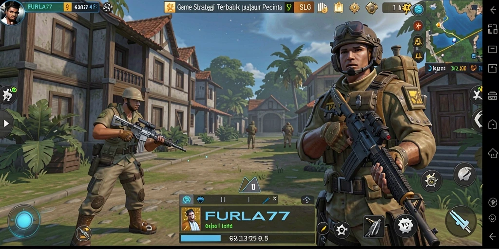 Screenshot gameplay FURLA77 menampilkan aksi pertempuran yang mendebarkan.