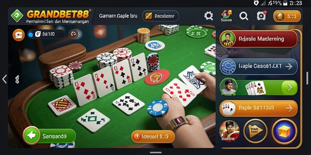 Tampilan seru gameplay Gaple di GRANDBET88.