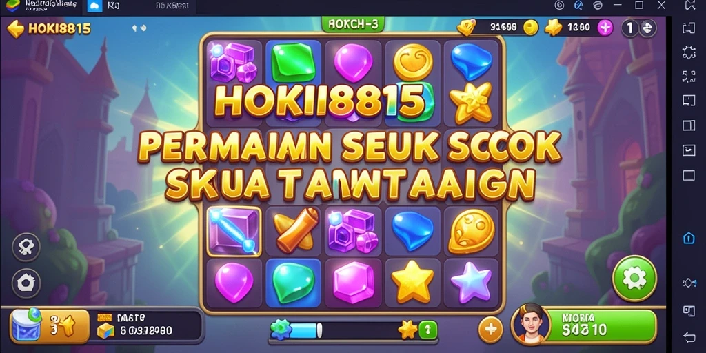 Screenshot utama HOKI8815 menampilkan gameplay seru Match-3 yang menantang.