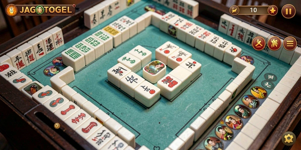 Screenshot gameplay menampilkan aksi seru permainan Mahjong di JAGOTOGEL.