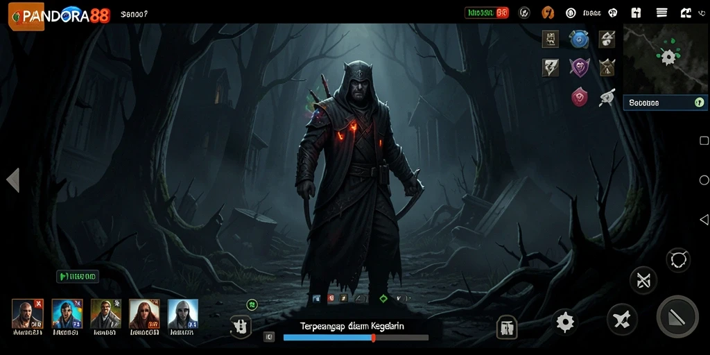 Screenshot menampilkan gameplay menyeramkan dari PANDORA88.