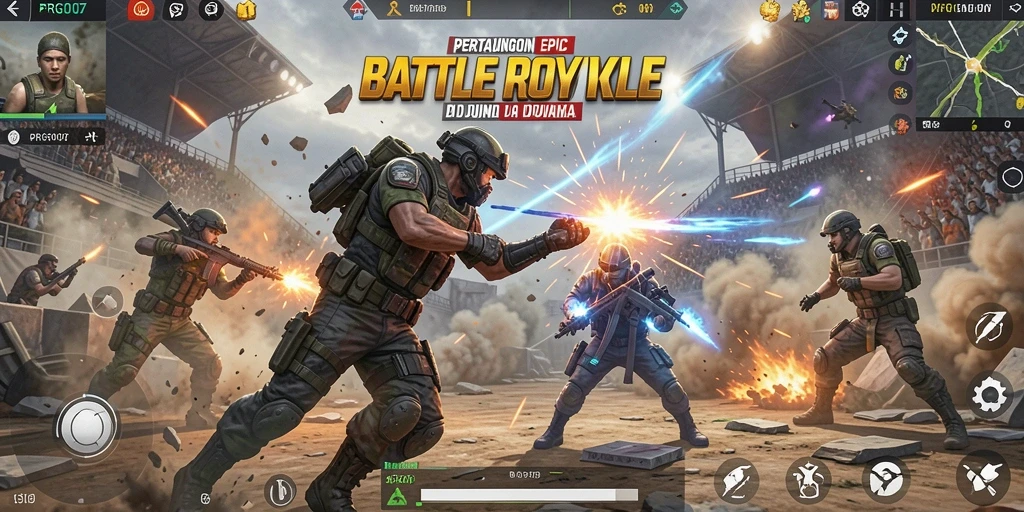 Tampilan menarik dari gameplay Battle Royale di PRG007.