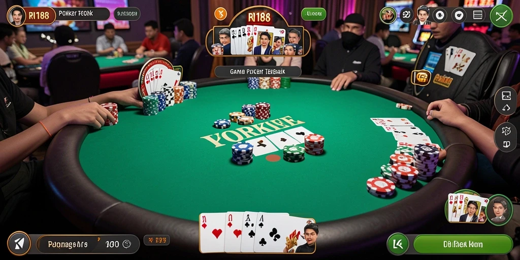 Tampilan utama RI188 dengan pemain Poker yang beraksi.