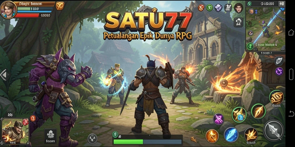 Screenshot menunjukkan aksi seru dalam dunia RPG SATU77.