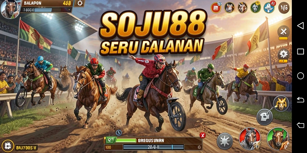 Screenshot gameplay seru dari balapan di SOJU88.