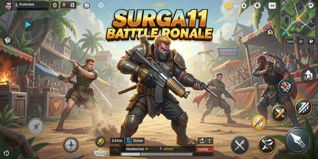 Gameplay SURGA11 dengan pertempuran intens antara para pemain.